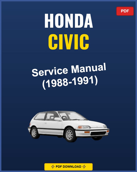 Honda Civic 1988-1991 Service Repair Workshop Manual | 1988 1989 1990 1991